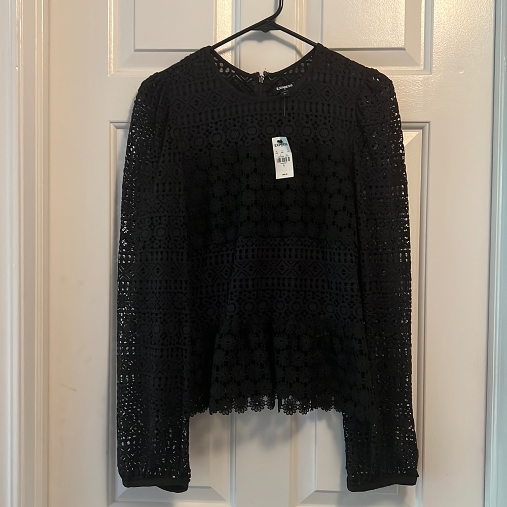 NWT! Black Express lace top